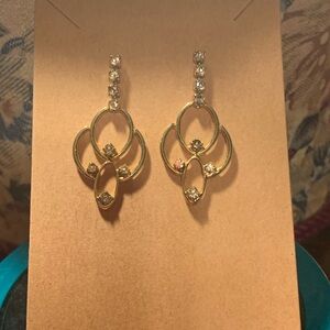 Vintage Gold/Rhinestone drop earrings